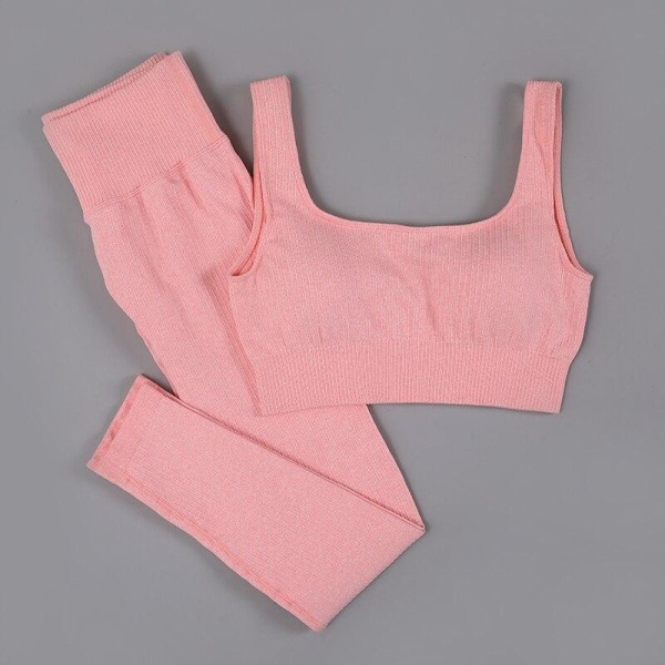 Yoga Set Träningskläder För Kvinnor Fitness Kläder Långärmad Yoga Dräkt BraPants Brown M