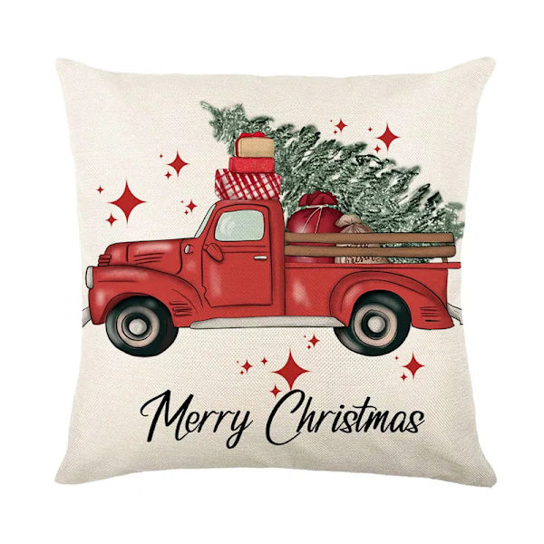 Merry Christmas Kuddfodral 45x45cm Prydnadskudde Vinter Juldekorationer för Hem Träd Hjort Soffa Kuddfodral 0