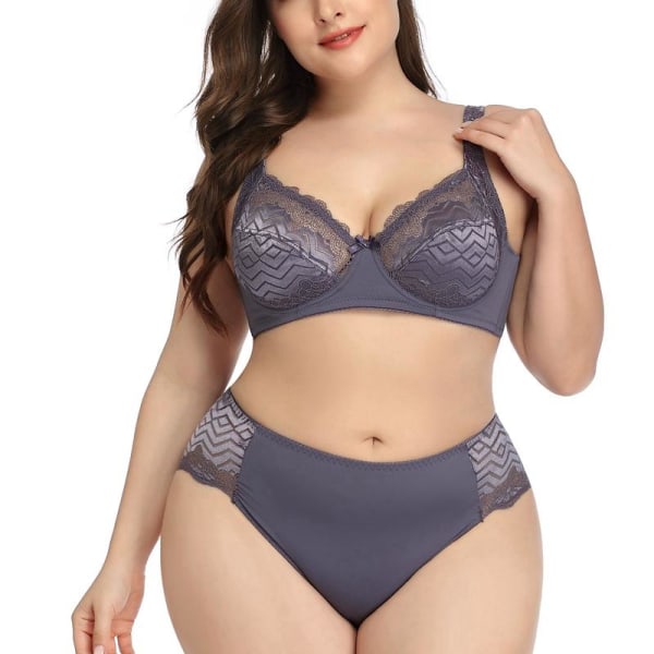 Fashion Sexig Spets BH och Trosset för Kvinnor Plus Size Ultratunn Underkläder 90C-1Xl 95C-2Xl 100C-3Xl 105C-4Xl Black 100C