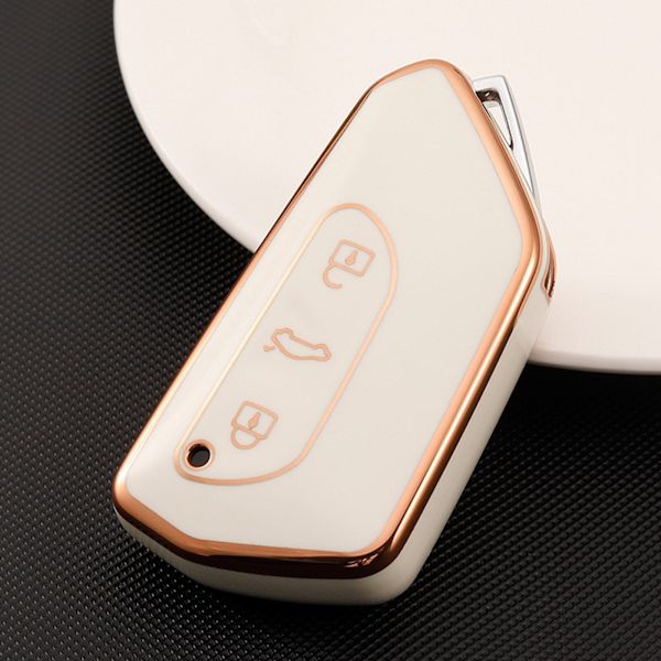 TPU Bilnyckelskydd För Golf 8 TPU Skal Nyckelskydd För Skoda Octavia A8 MK4 Mk8 2020 2021 Seat Leon Mk4 Cupra Formentor Bilnyckel White