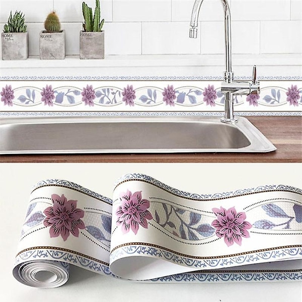 Självhäftande, 3D Blommor/geometrisk Design-PVC Vattentät, Borderline Tapet WB08 08 WB08 08
