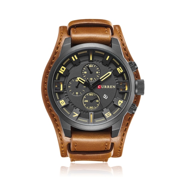 Herreur Kalenderur Vandtæt Quartz Bælteur Black Shell khaki