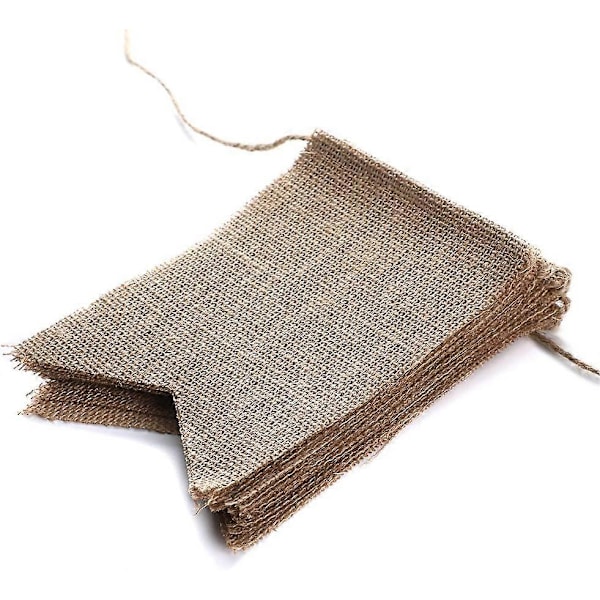 (NYTT MÖNSTER) 15 Stycken Banner Vimpel av Juteväv, Perfekt DIY-Dekoration Triangel Flagga för Bröllop, Baby Shower, Födelsedag, Fest