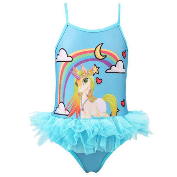 Badedragt Børn Enhjørning Printet Mesh Heldragt BlueHC09 104/110cm（4-5 Year）