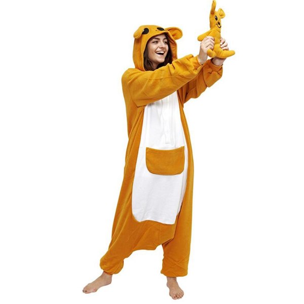 Vuxen Dam Pyjamas Polar Fleece Sovkläder Pyjamas Djur Känguru Barn Pijama Onesie Hemmakläder Vinter Party Söta Pyjamas adult M(Height 161-164CM)