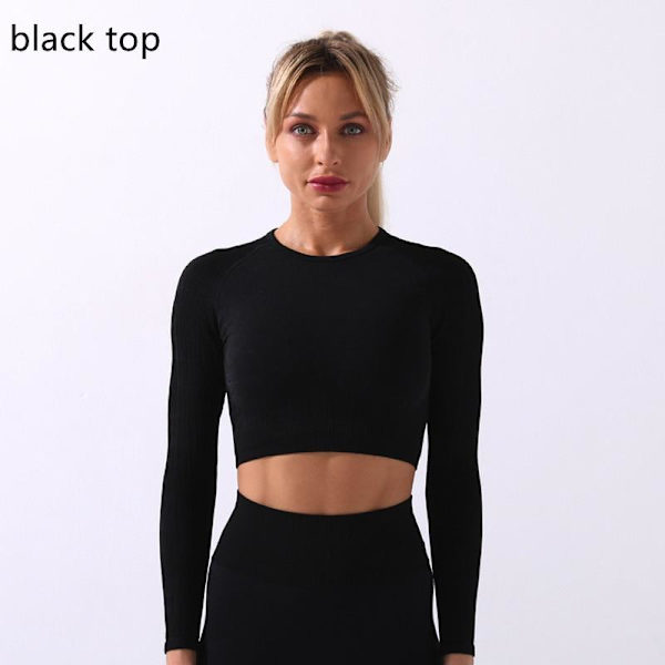 Yoga Sæt Langærmet Cropped Top T-Shirt Leggings Træningsdragt Til Kvinder 3pcs Red Set M