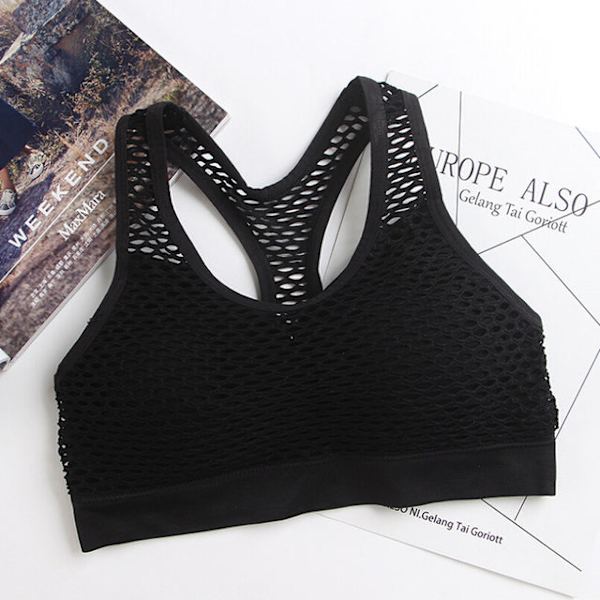Joogaliivit Verkkokangas Urheiluliivit Avoimet Pehmustetut Juoksuliivit Naisille Black Free Size
