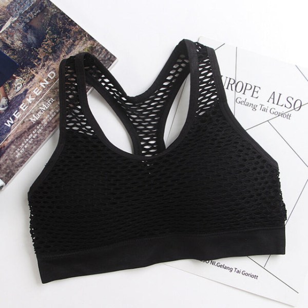 Yoga BH Mesh Sport-BH Utskuren Vadderad Löparväst Dam Blue Free Size