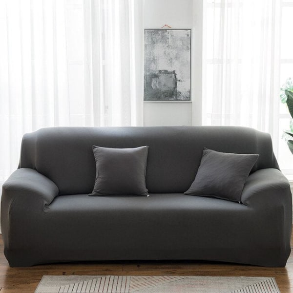 Ensfarvede sofabetræk til stue Polyester sofabetræk Elastisk hjørnesofabetræk Slipcover Stolebeskytter 1/2/3/4 personers Red 1-Seat 90-140cm