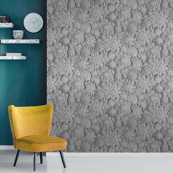 Dimensions Blomstertapet Fine Decor Grå Grey