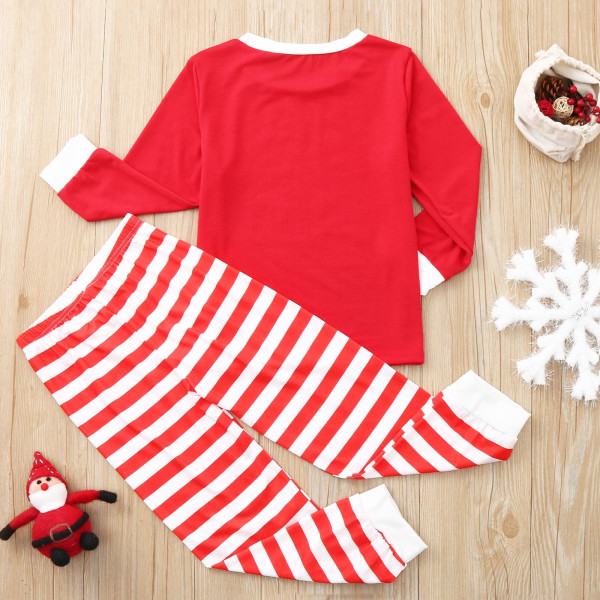 Jul Matchande Familj Pyjamas Pyjamas Kläder Matchande Kläder Printed Top+Stripe Byxor Outfits pijamas de navidad familiar Red Kids 8-9Y