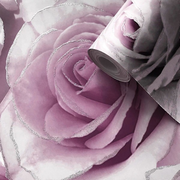 Madison Rose Glitter Blommig Tapet Muriva Ametist/Lila Amethyst/Lilac