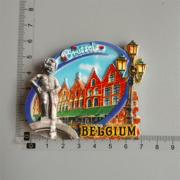 Belgia Gent Maamerkki Rakennus jääkaappimagneetit Turismimatkamuisto Maalatut magneettiset jääkaappitarrat Kokoelma Koristelu Brussels b