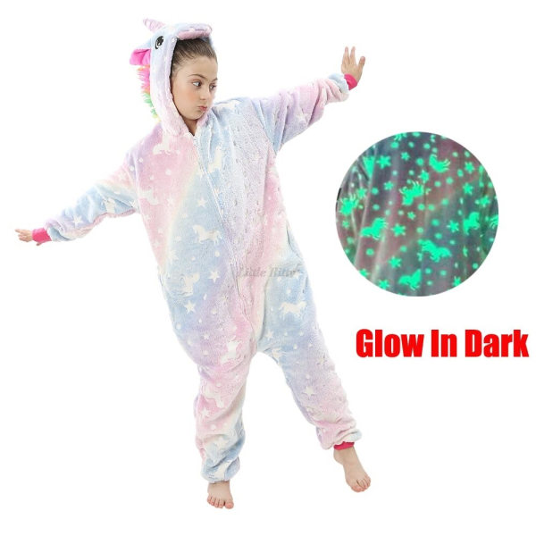 Teens Girls Unicorn Pyjamas 4 6 8 10 12 Years Kids Kigurumi Pyjamas Glow in the Dark Unicorn Onesie Kigurumi Kids LA72 8T Height 115-124cm