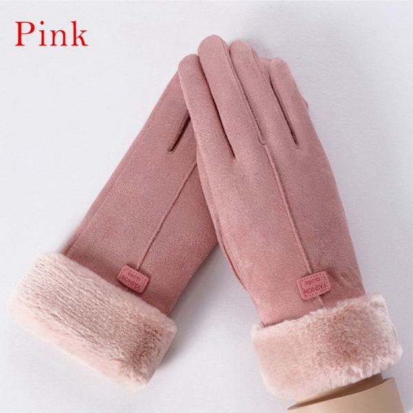 Dam Vinterhandskar Varma Touch Screen Svarta Pälshandskar Hel Finger Vantar Körhandskar Vindtäta Handskar Femmale Guantes Gray-A One size