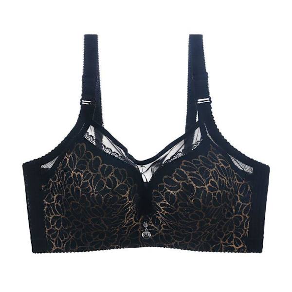 Spetsbehå med hel kupa för kvinnor med mesh push-up sexig behå sexiga underkläder för kvinnor för vardagsbruk Black 42C