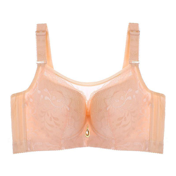 Full Coverage BH för Kvinnor Plus Size Spets BH med Mesh E F Kupa Push Up Underkläder Beige 42F