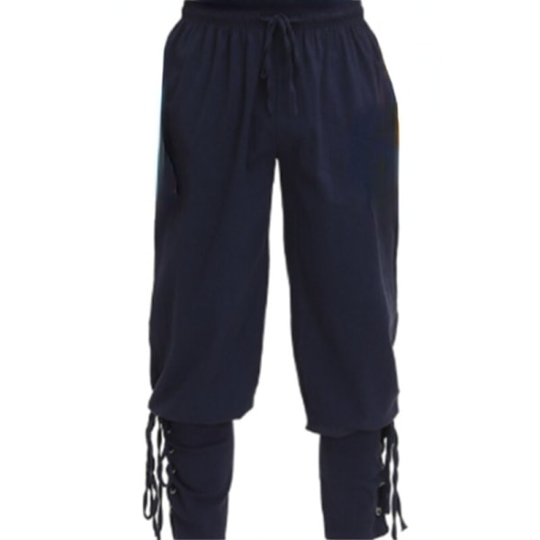 Pirathbukser til mænd Viking Cosplay Renaissance Middelalderlig Gotisk Bukser Piratkostume Bukser Mænd Beige XXL