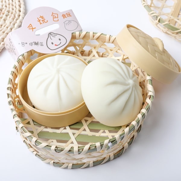 Simuleret Stor Dampet Fyldt Bolle Klemme Legetøj Langsom Rebound Voksen Stress Relief Legetøj Steamer White steamed stuffed bun