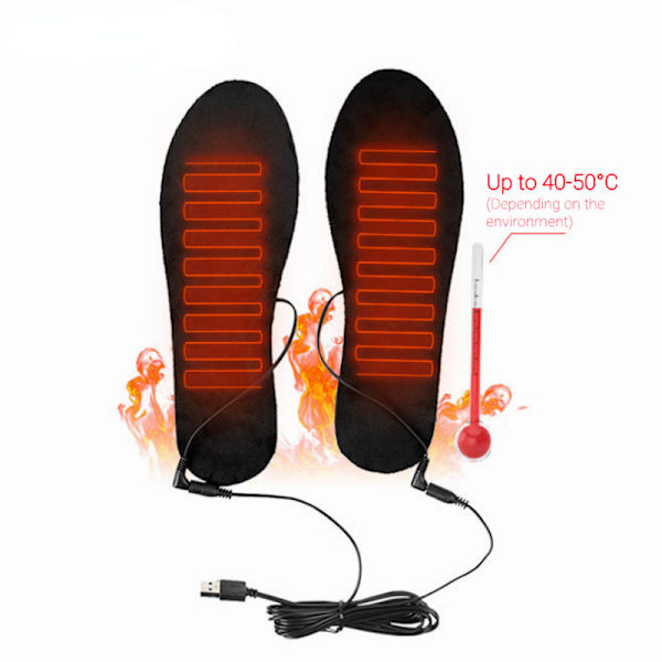 USB Oppvarmede Såler Fotvarmer Sokk Såler Elektriske Oppvarmede Såler Vinter Varme Såler L 28.3cm (EUR 40-46)