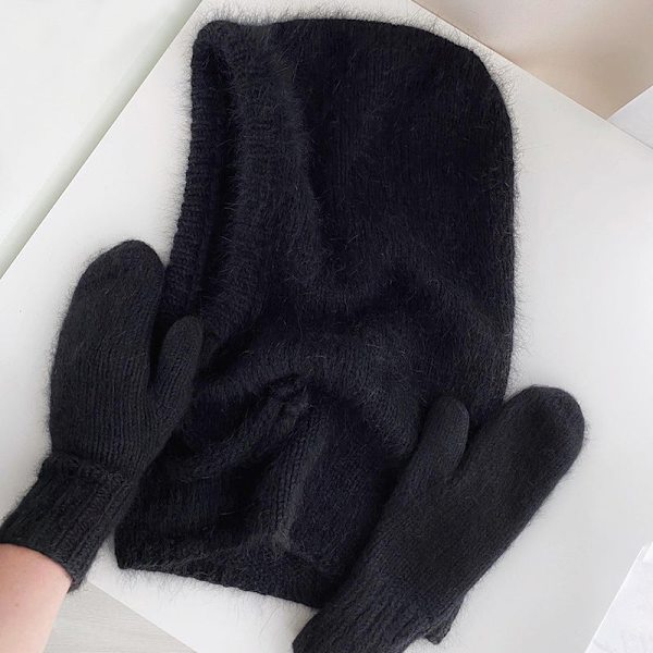 Western Style Efterår og Vinter Mode Varmt Halstørklæde Halsbeskyttelse Integreret Uldstrikket Hue Kvinder Graphite Gray