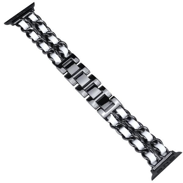 Klockarmband för Apple Watch iWatch 42/44/45/49MM Kort 6-cirkel Svart med vit