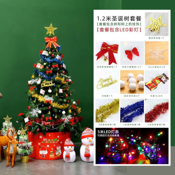 Christmas Tree Set 1.5, 1.8, 2.1M Shopping Mall Home Luminous Christmas Decoration Christmas Tree Set 1.8m green set tree A