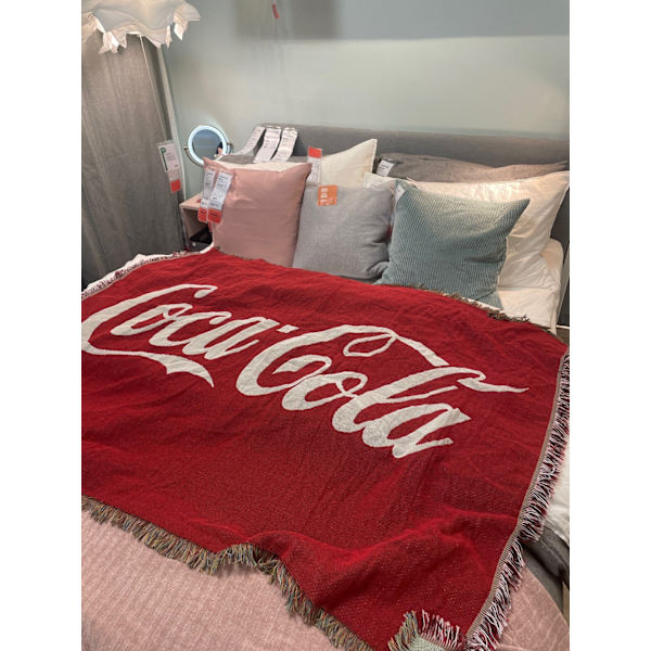 Retro Amerikansk Filt Sofffilt CocaCola Coca-Cola Väggdekorativ Filt Cola blanket 125X150cm