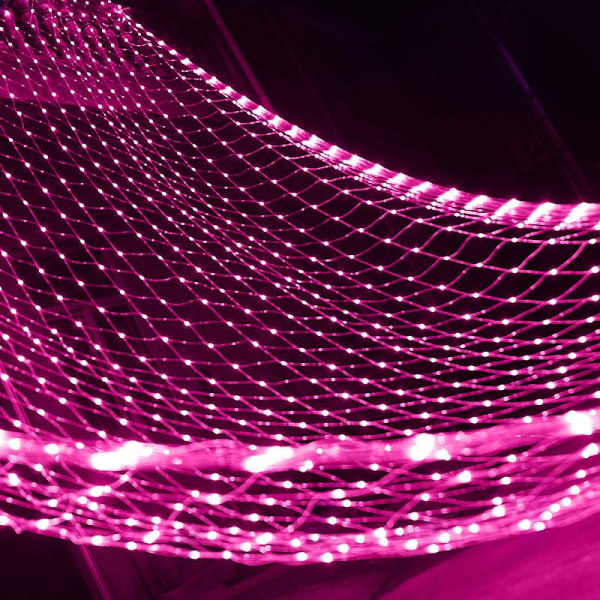 Verkkovalot, ulkokäyttöön tarkoitetut verkkoketjuvalot 192 LED 3*2 metriä 8 tilassa 30 V turvajännitteellä joulu-, hää- ja puutarhakoristeisiin Pink EU Plug