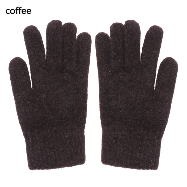 2023 Elastiska Fullfingerhandskar Varma Tjocka Cykelkörningsmode Dam Herr Vinter Varma Stickade Yllehandskar Utomhus B-3 One Size