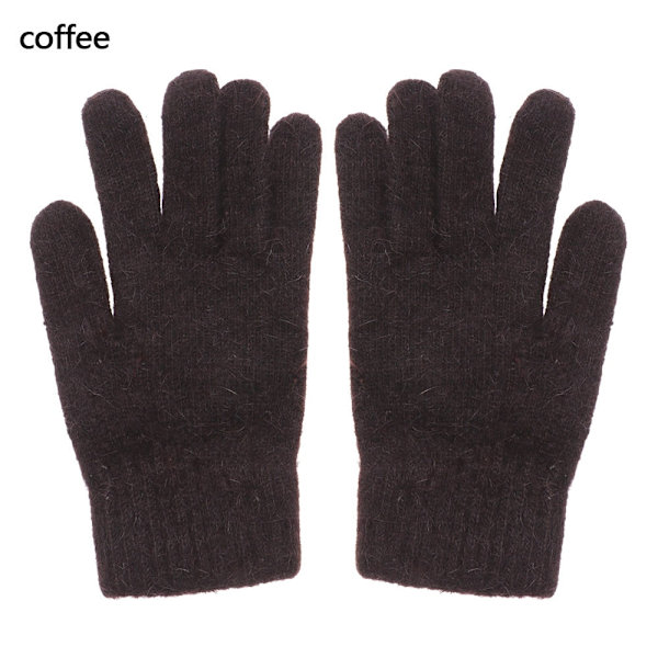 2023 Elastiska Fullfingerhandskar Varma Tjocka Cykelkörningsmode Dam Herr Vinter Varma Stickade Yllehandskar Utomhus Camel One Size