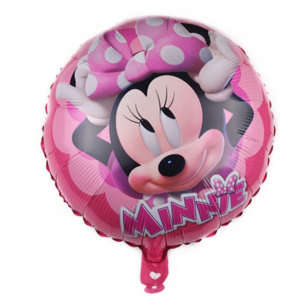 Minnie Mouse Engångsservis Set Barn Födelsedagsfest Tillbehör Papperstallrik Mugg Servett Flagga Flicka Rosa Bröllopstårta Dekoration Balloon-1PC