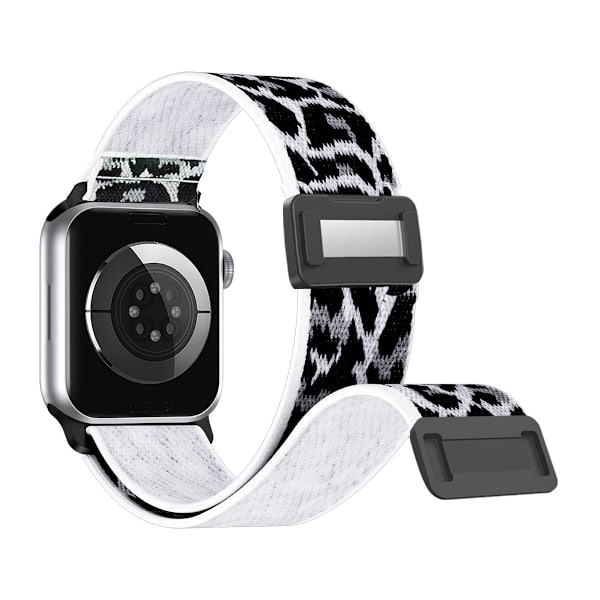 Klockarmband för Apple Watch iWatch S1-S9:42/44/45/49MM/ultra2/S10:46MM Plast inre magnetspänne Vit bakgrund leopardtryck