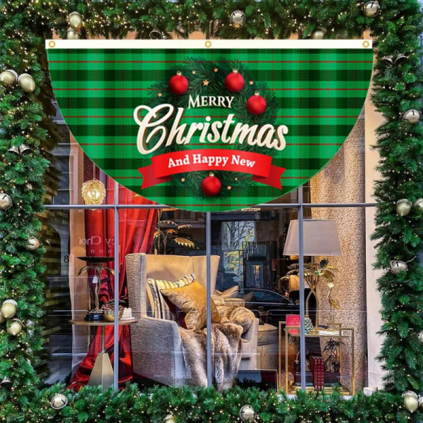 Jul Utomhus Fläktformad Flagga Banner Juldekoration för Hemmet 2023 Jul Drop Ornament Xmas Navidad Gåva Nyår 2023 F