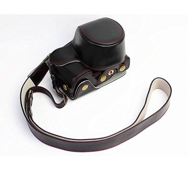 PU- case Kameraväska för Sony A6000 ILCE-6100 A6100 A6400 A6300 ILCE-6400 cover med batteriöppning Black