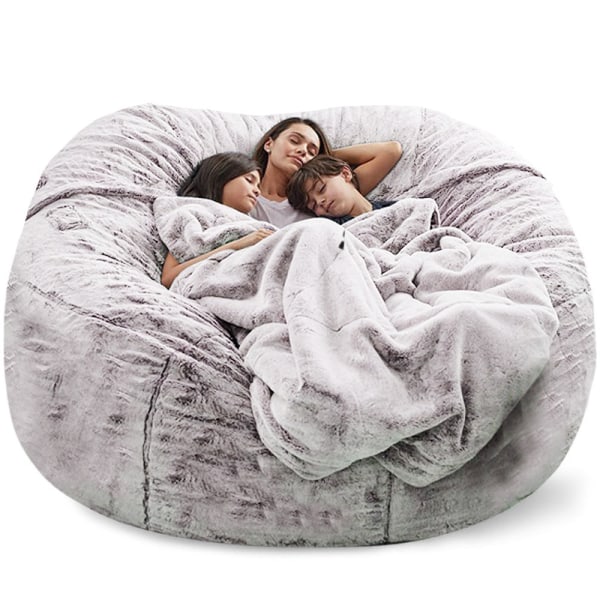 Big Bean Bag Soffa Puff No Filler Golvsits Futon Lazy Bäddsoffa Soffa Tatami Comfy Lounge Chair (ingen filler) Light Grey 153cmx65cm