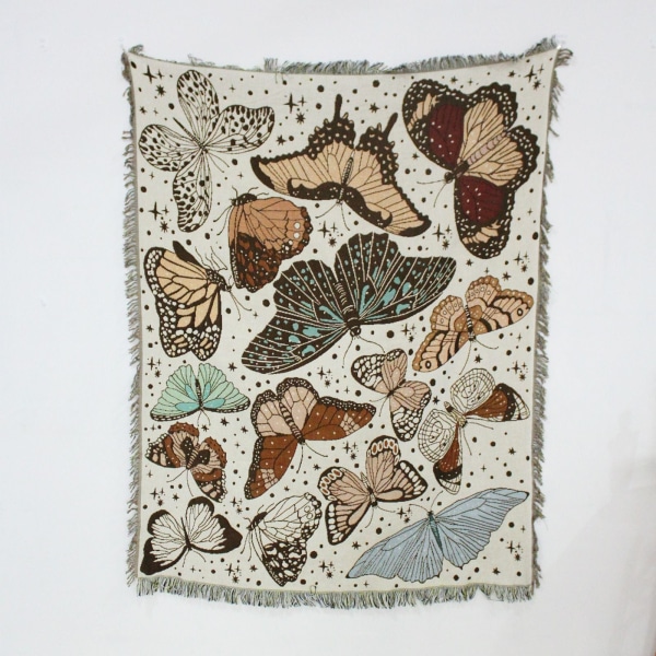 Nordisk Pläd Filt för Säng Sofföverdrag Vardagsrumsinredning Sofffilt Fritidsöverkast Utomhus Camping Picknickmatta Boho Tapestry XT2022-3 130X160cm