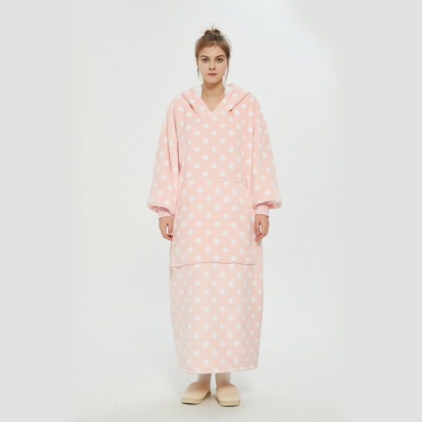 Hætte Lazy Blanket Pullover Dobbeltlags Blanket Sweater til Kvinder Kuldebeskyttelse i Efterår og Vinter Termisk Pyjamas Leopard print-Long