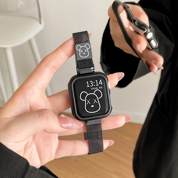 Klockarmband för Apple Watch iWatch för Ultra 49mm Svart Våldsamma Björn enkelrem