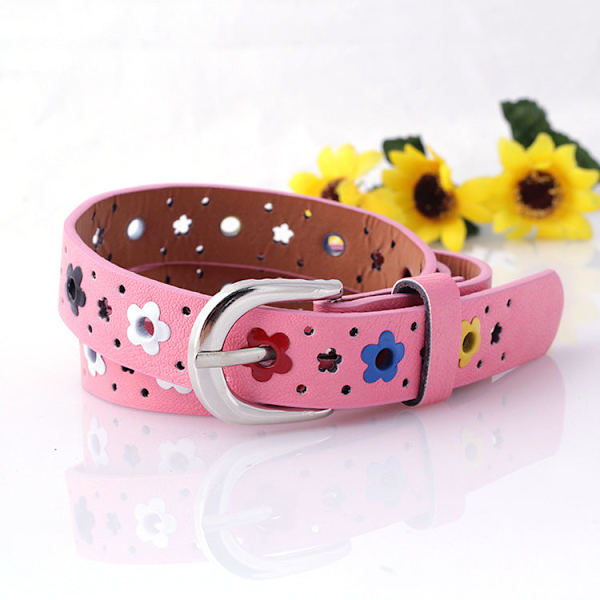 Belte for barn og unge, koreansk stil, blomst, sommerfugl, hul, avslappet pinnespenn Pink lace 80-100cm