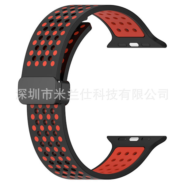 Klockarmband för Apple Watch iWatch 38/40/41/42mm-S10 svart och röd