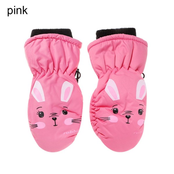 För barn i åldern 0 till 5 år Tecknad Kanin Sport Tjocka Varma Vantar Vattentäta Söta Vinter Utomhus Skidhandskar Halkfria B-3-7years old4 One Size