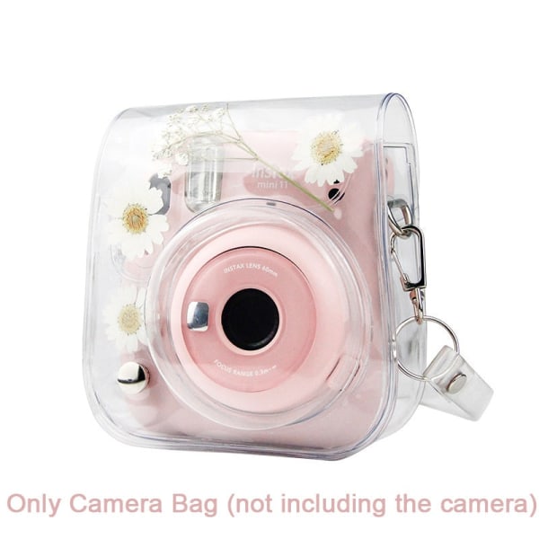 För Fujifilm Instax Mini 11 9 8 Transparent case Cover med axelrem White-Dog