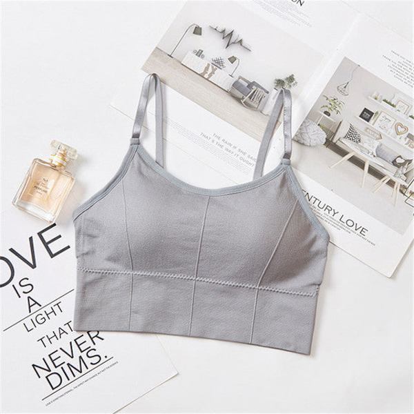 Yoga BH Andningsbar gymtopp Anti-svett Stötsäker Vadderad Träningsunderkläder För Kvinnor style 2 beige Free Size
