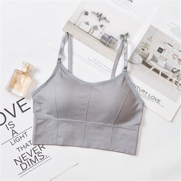 Yoga BH Andningsbar gymtopp Anti-svett Stötsäker Vadderad Träningsunderkläder För Kvinnor style 2 grey Free Size
