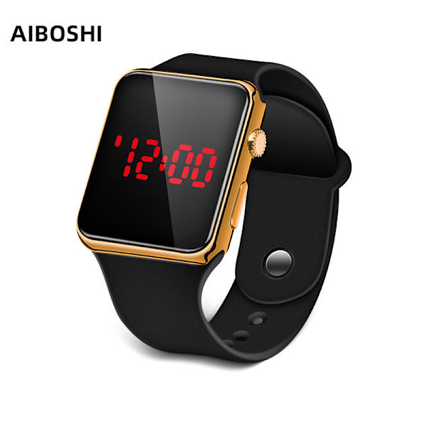 Elektropletteret Apple Elektronisk Ur Mode Udendørs Sport Studerende Børn LED Elektronisk Ur Mænd og Kvinder Black belt rose gold shell