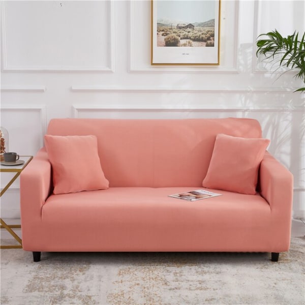 Ensfarvede sofabetræk til stue Polyester sofabetræk Elastisk hjørnesofabetræk Slipcover Stolebeskytter 1/2/3/4 personers Red 3-Seat 190-230cm