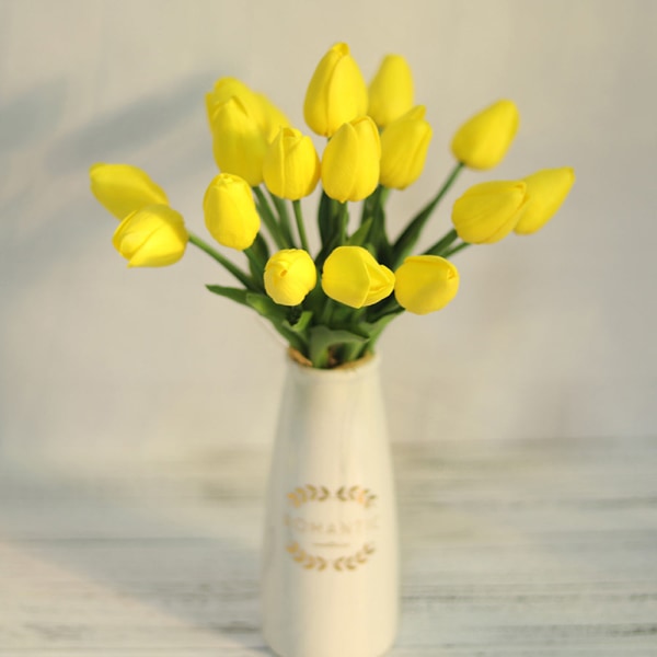 10 st Konstgjorda Tulpaner Vita PU Real Touch för Heminredning Falska Tulpaner Latex Blommor Bukett Bröllop Trädgårdsdekor rose white 10 pcs