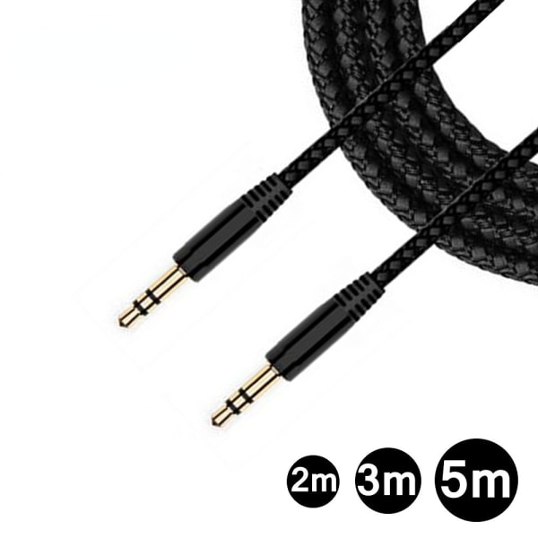 2/3/5m 3.5mm Aux-kabel Hann til 3.5mm Jack Hann AUX Audio Stereo Hodetelefonkabel Jack 3.5 Aux Audio Kabelledning for Telefon Øretelefon 3m male to female