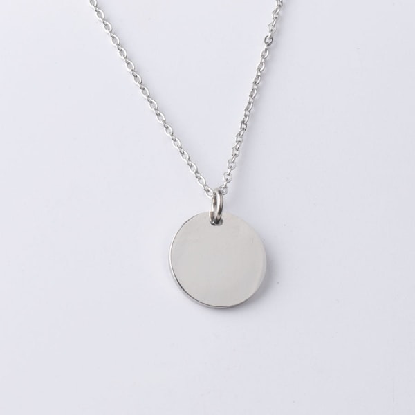 Speil rustfritt stål rundt anheng halskjede DIY kort halskjede kragekjede Steel 20mm Pendant